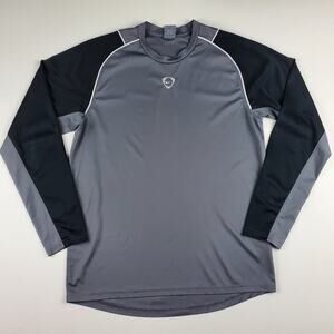 Nike Athletic Long Sleeve Logo Shirt Pullover Tee Black Grey Men's Size Medium